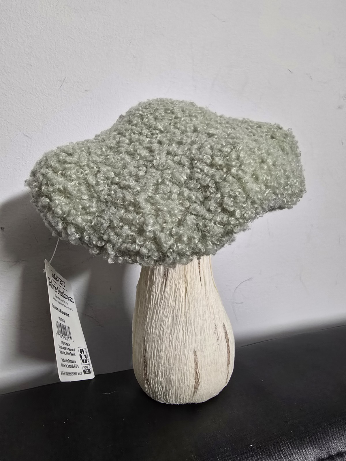 Lot of 2 Easter Spring Summer Fall Green Sherpa Mushrooms Tabletop Decor, 6&Prime;