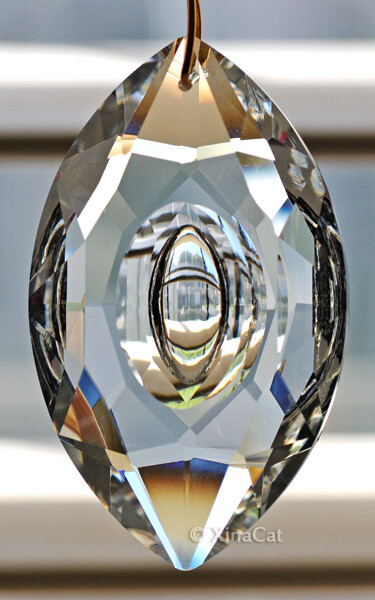 Huge 76mm Cats Eye Marquise Crystal Clear Prism Suncatcher 3&Prime;