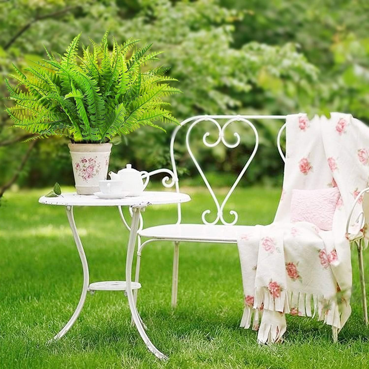 Artificial Boston Fern Plants Bushes Artificial Shrubs Greenery for House Pla…