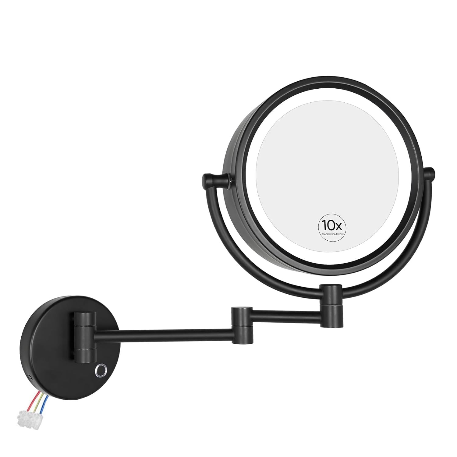 Wall Mounted Hardwired Makeup Mirror W/ 3 Tones LED Lights 10x Magnifying Mirror