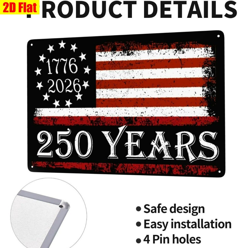 Vintage USA 250th Anniversary Metal Sign Patriotic Home Wall Art Decoration Gift