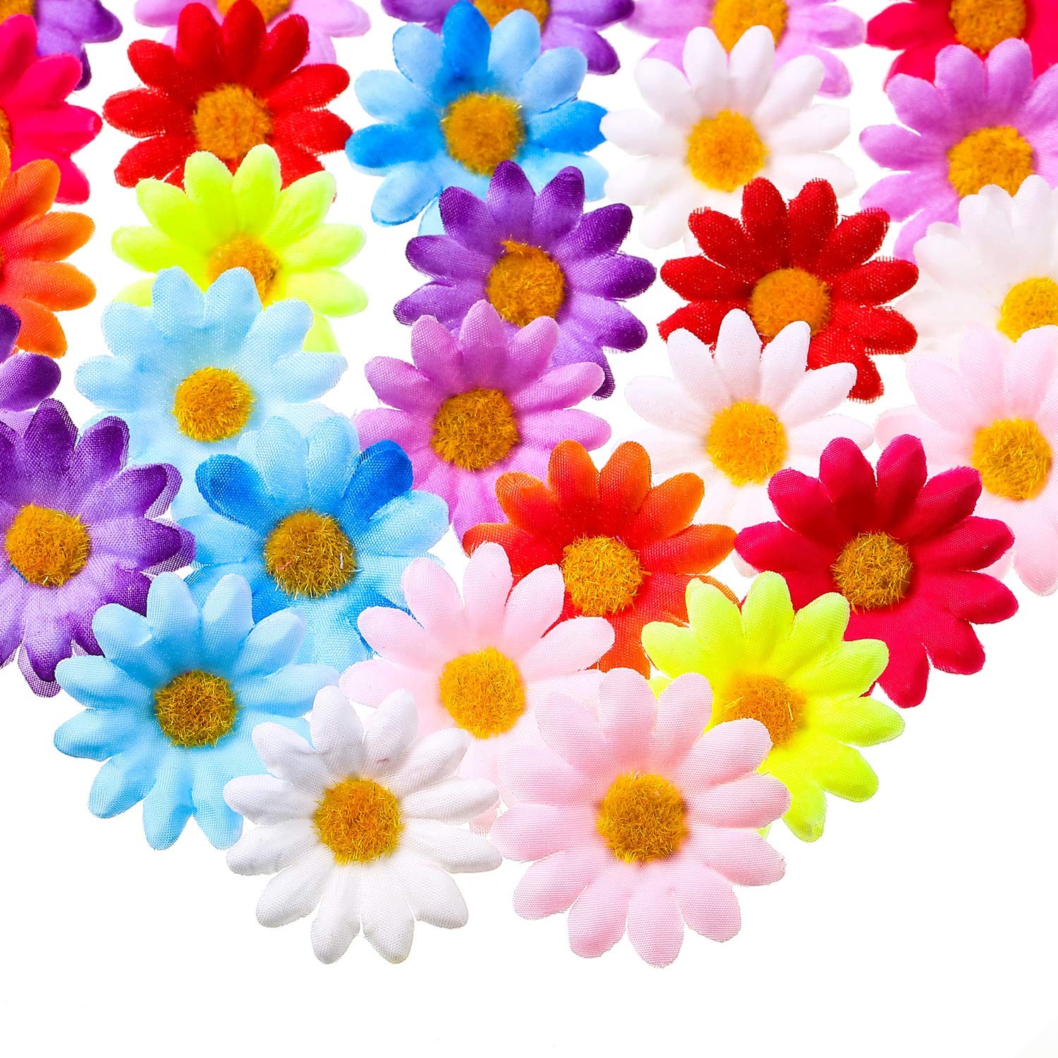100 Pcs Fabric Daisy Flower Heads 1.57 » Artificial Daisies Flower Small Faux…