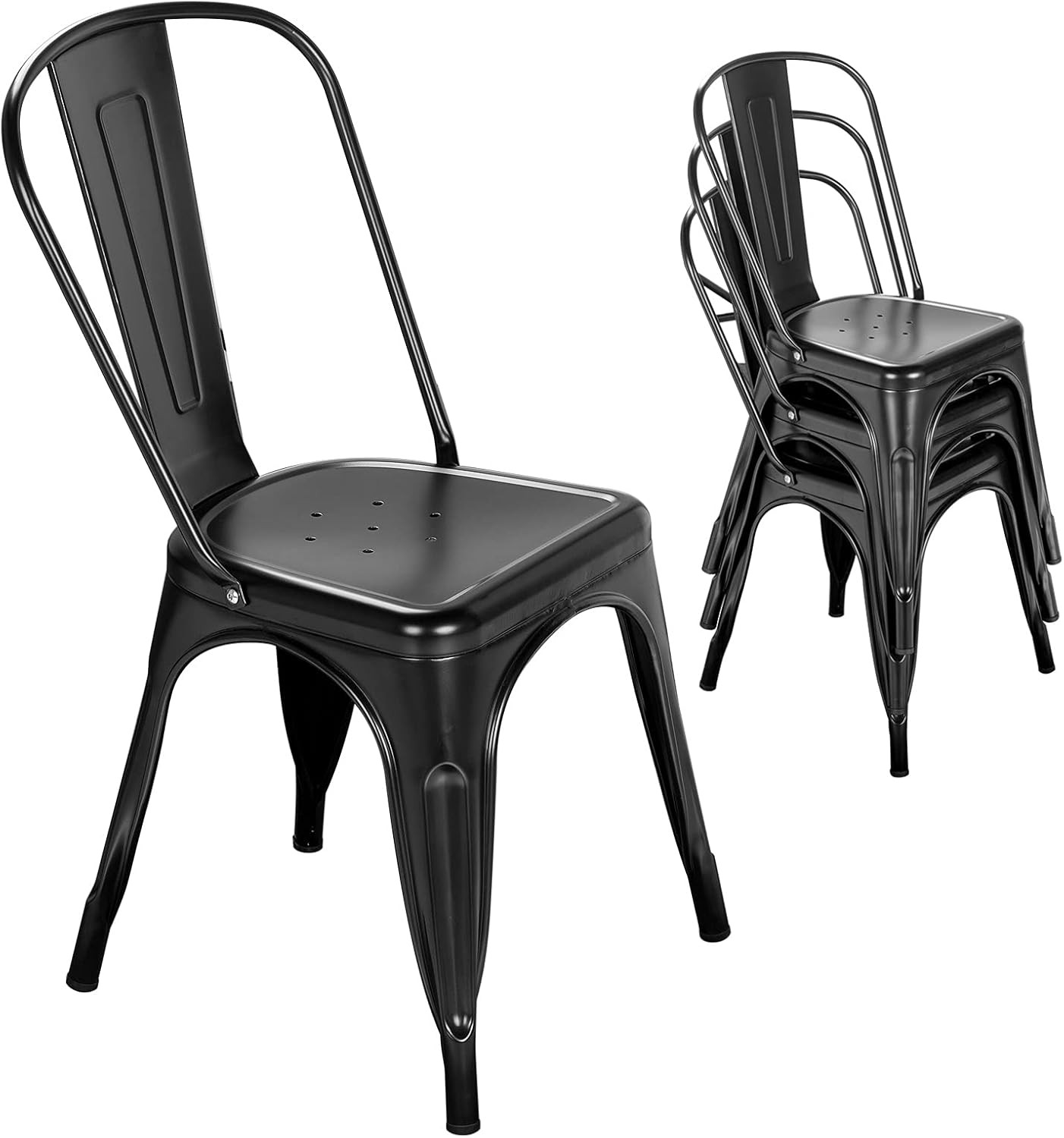 Metal Dining Chair Farmhouse Tolix Style for Kitchen Dining Room Café Restaurant