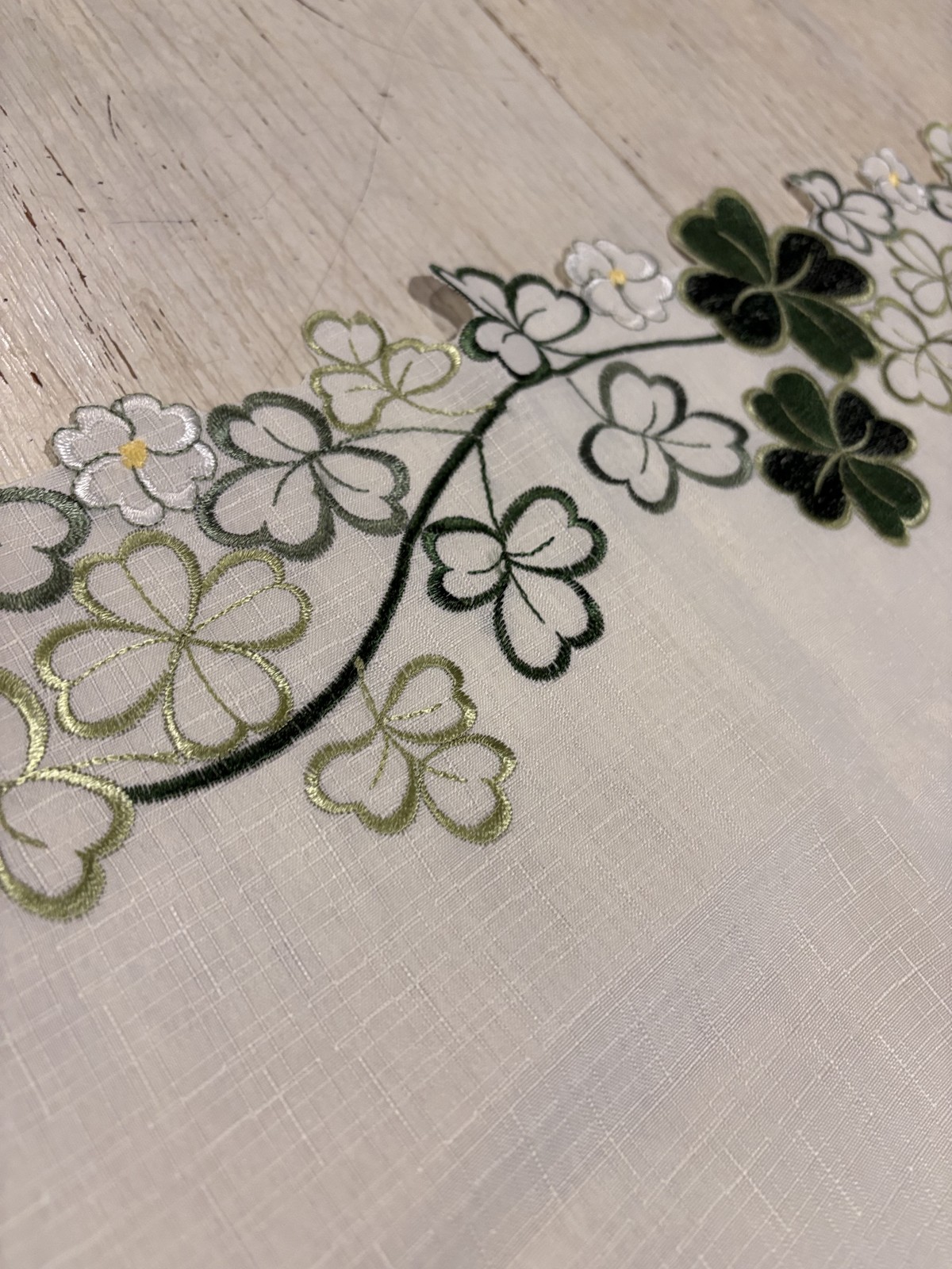 Ridgefield Home Table Runner Shamrock Embroidered Clover Decor 70in St Patrick&rsquo;s