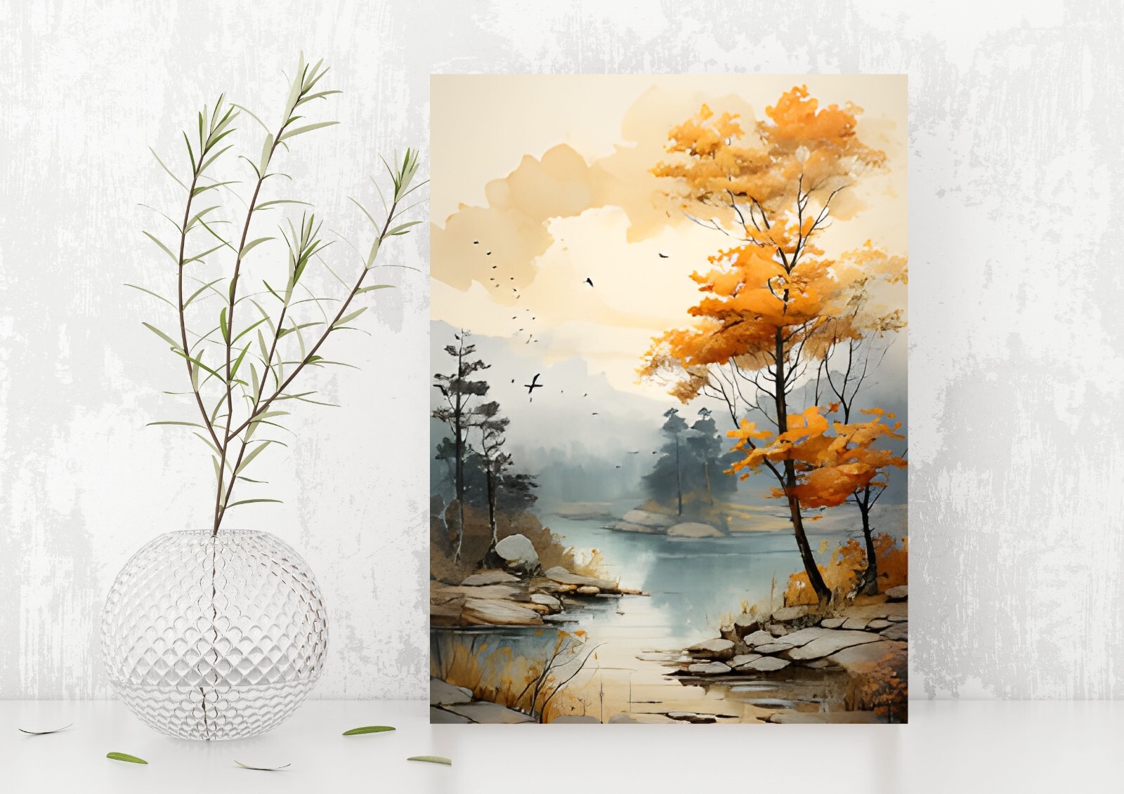 11×14 Fall River Landscape Canvas Print Wall Art
