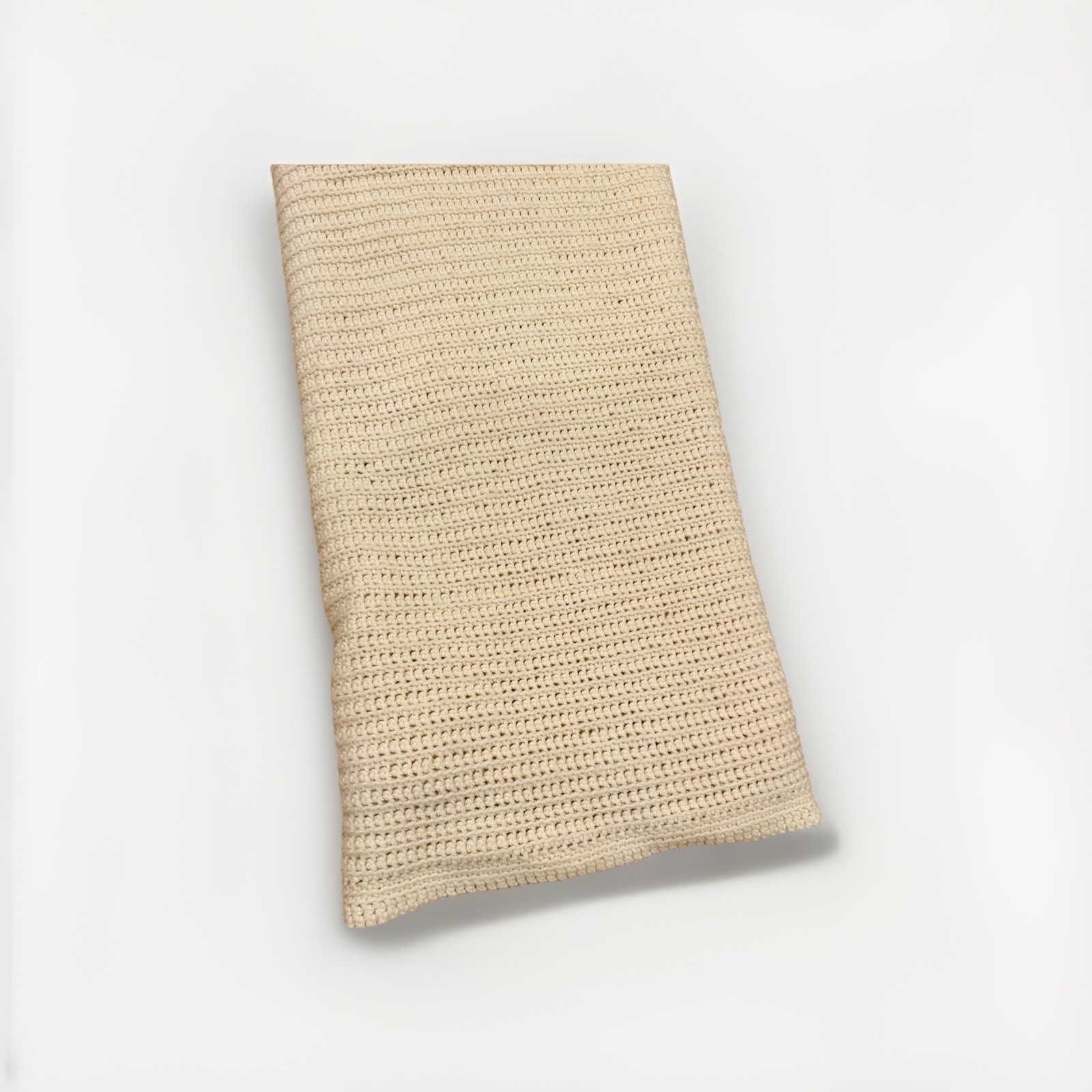 Handmade Beige crochet Throw Lap Blanket Sofa Blanket 57” X 43” child Blanket