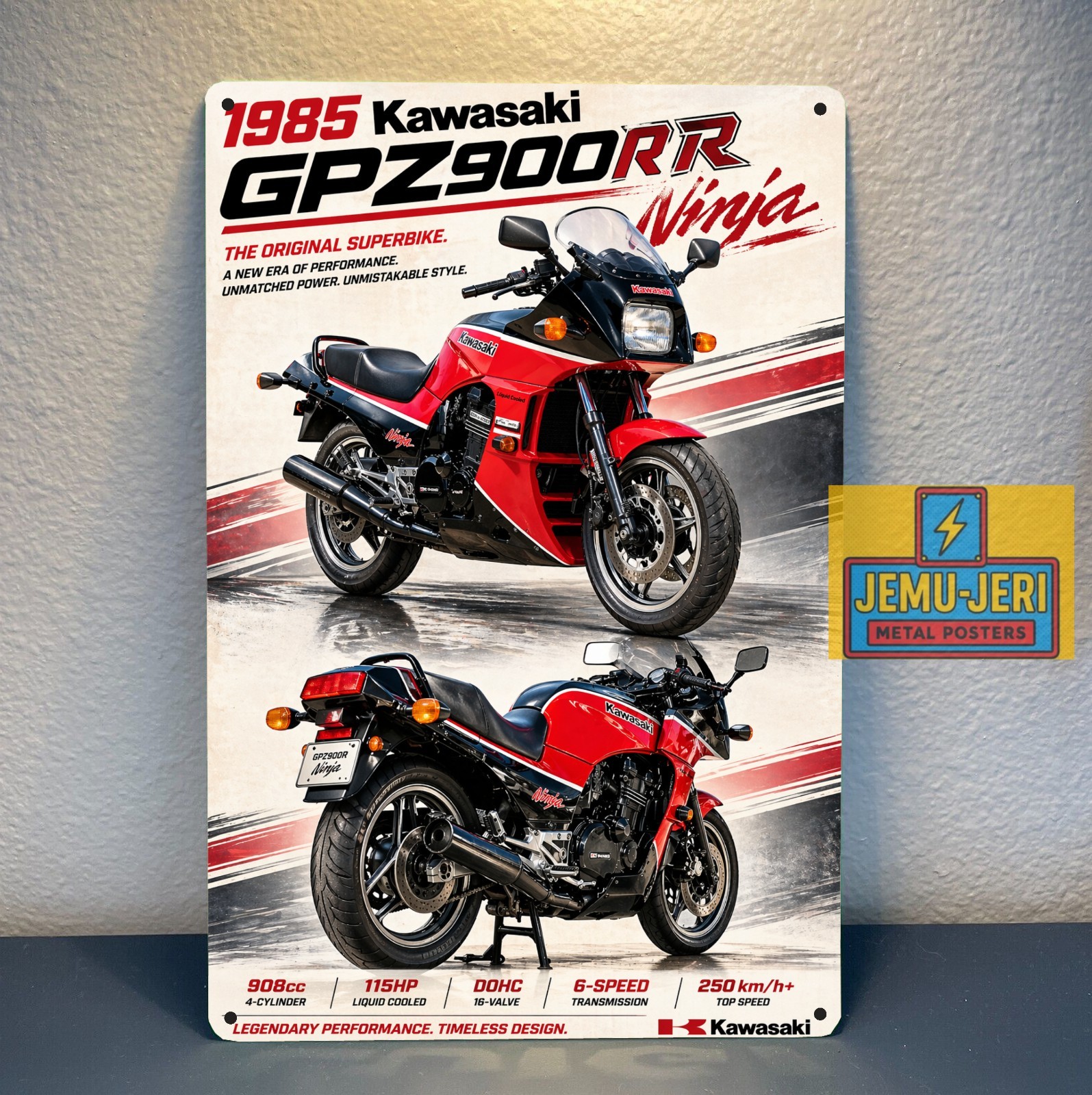 1985 Kawasaki GPZ900R Ninja Motorcycle Metal Poster 30x20cm Sign