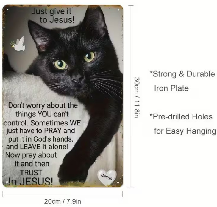 NEW 2D 8×12 Wise Words From The Black « Give It To Jesus » CAT. Metal Vintage Sign