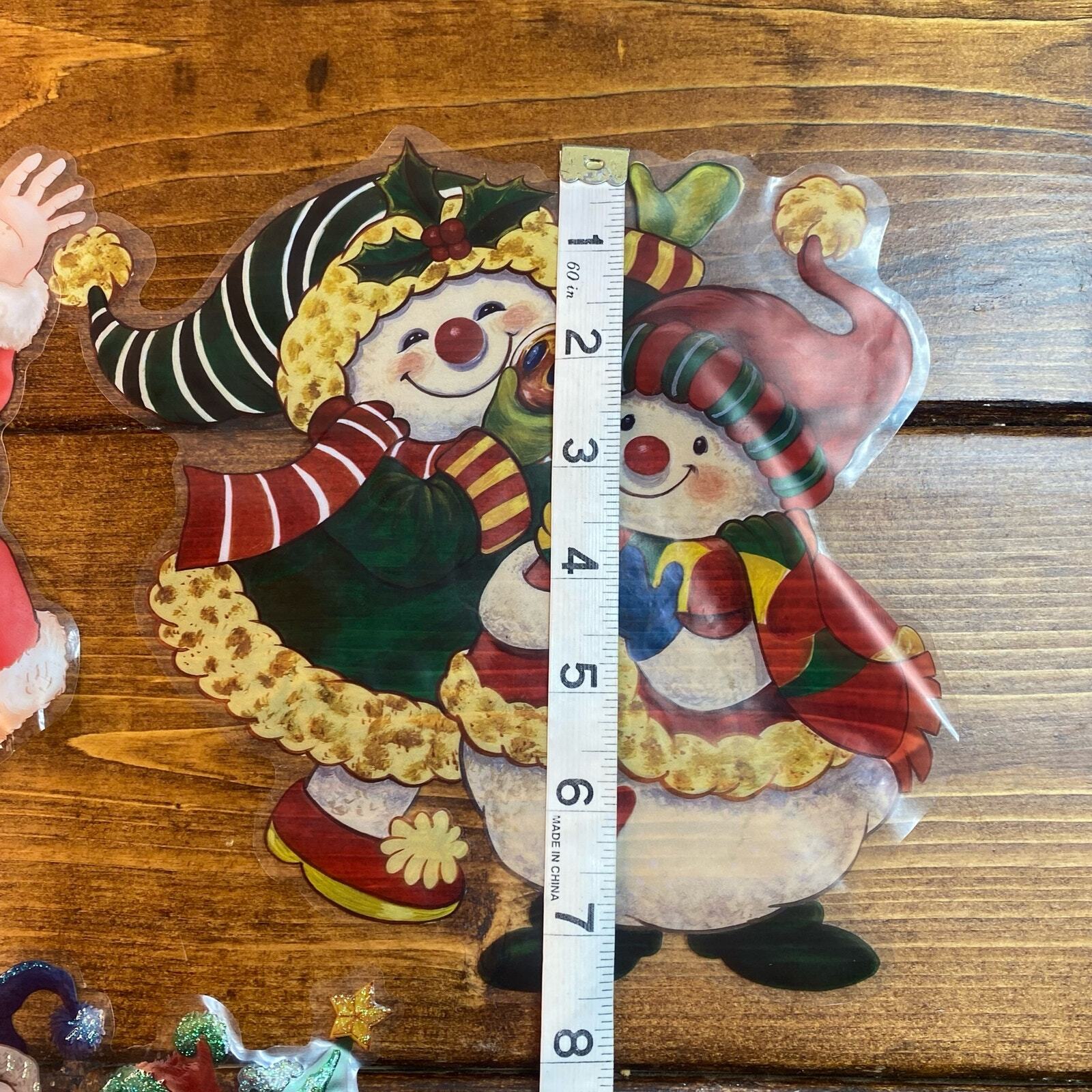 Vintage Window Stickers Reusable static Vinyl clinging Christmas Santa balls