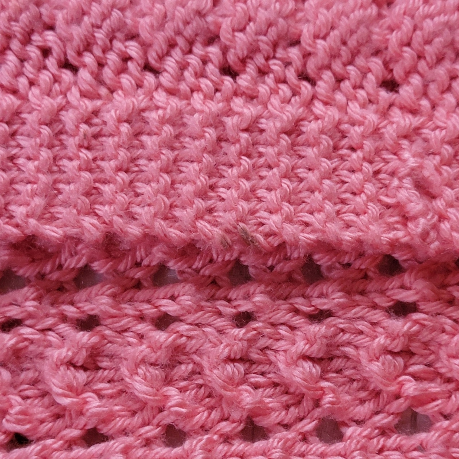Handmade Crochet Throw Blanket Small Pink Cottage Knit Afghan 45×40