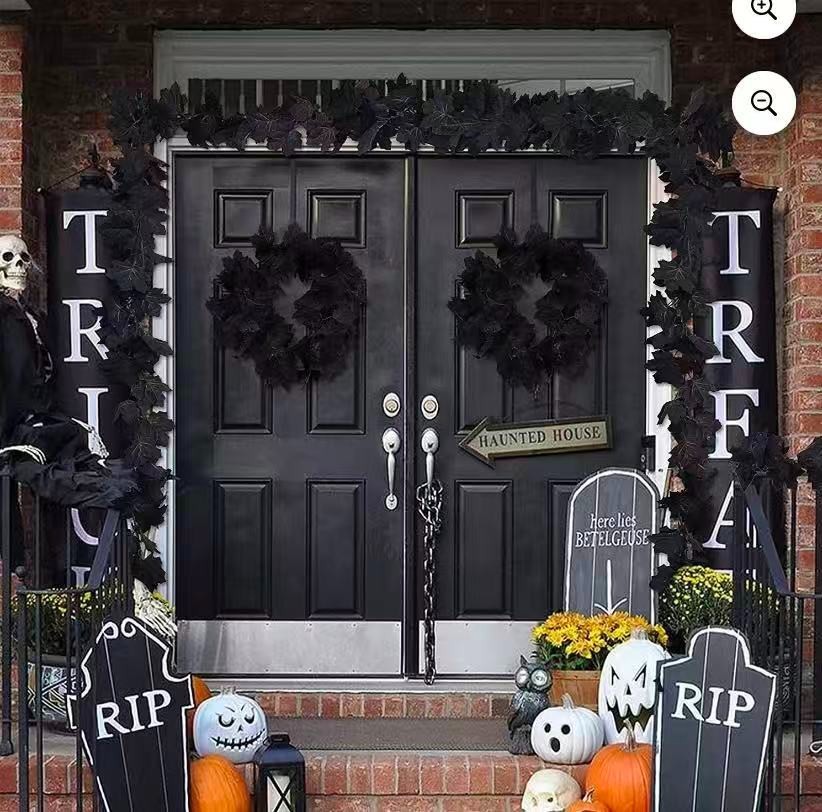 Halloween Artificial Maple Leaf Lifelike For Decorating Home/wall Black