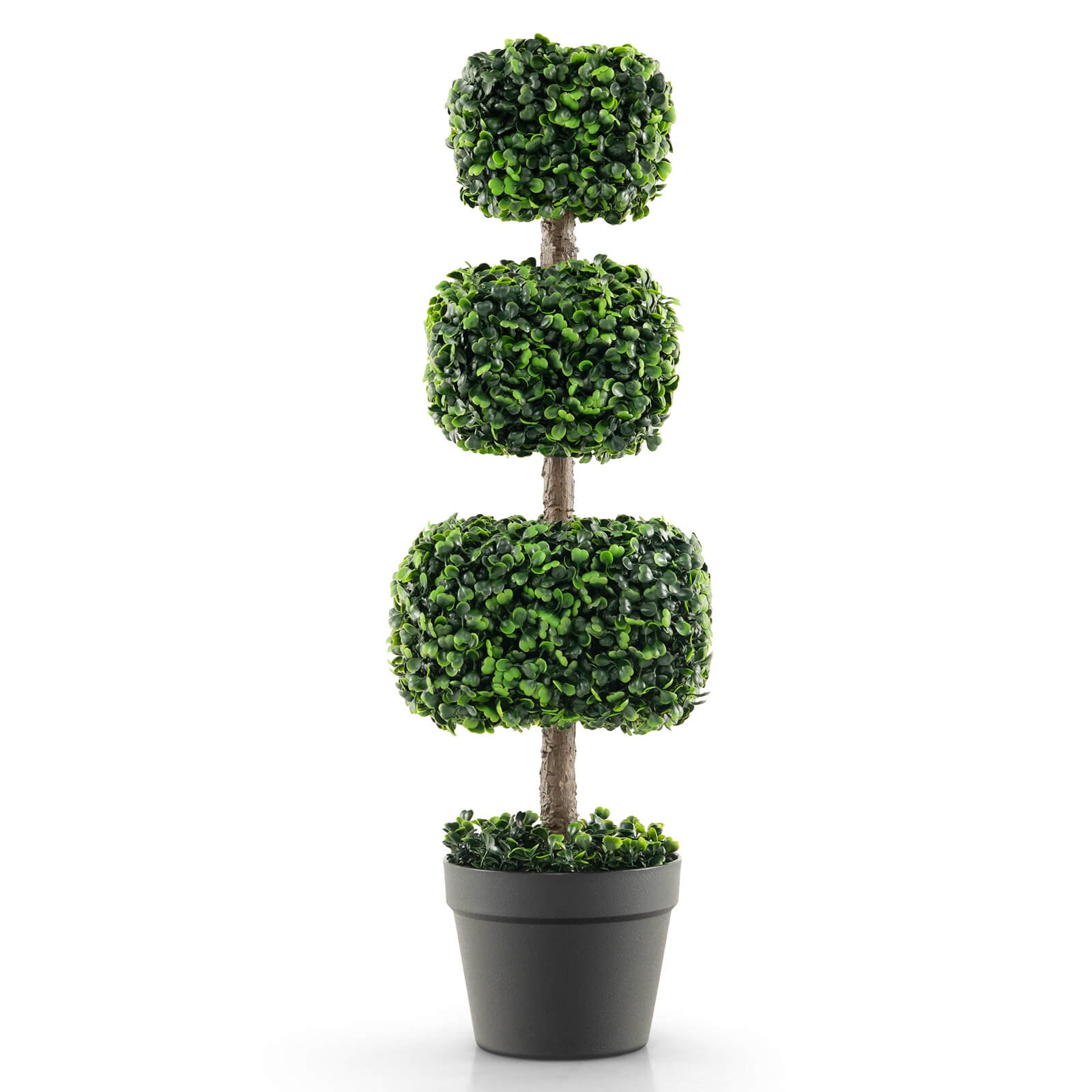 35&Prime; Artificial Boxwood Topiary Tree Faux Greenery Plant Fake Tree for Decoration