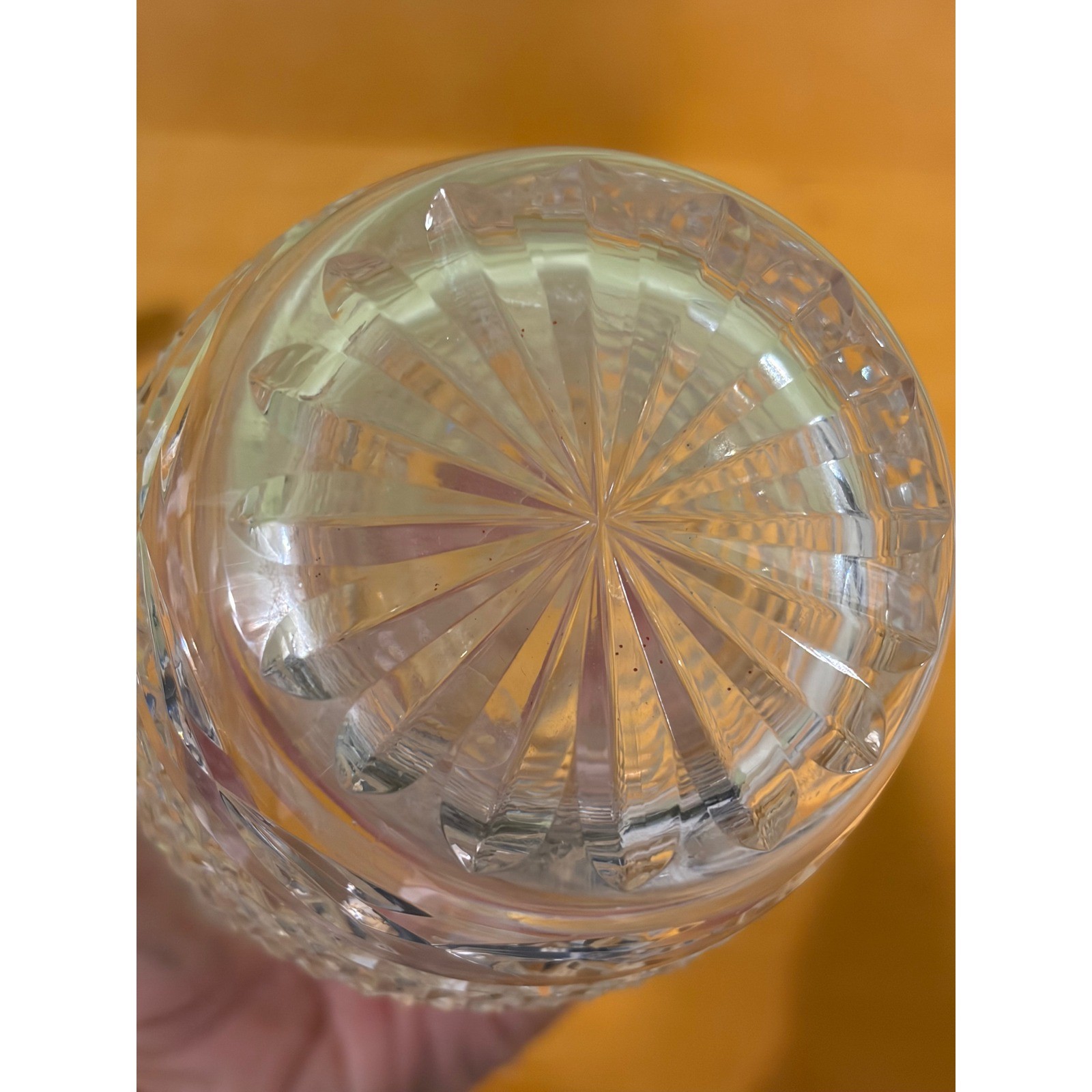 Vintage Clear Cut Lead Crystal Pineapple Vase Flared Rim 7.5 Inch small chip**