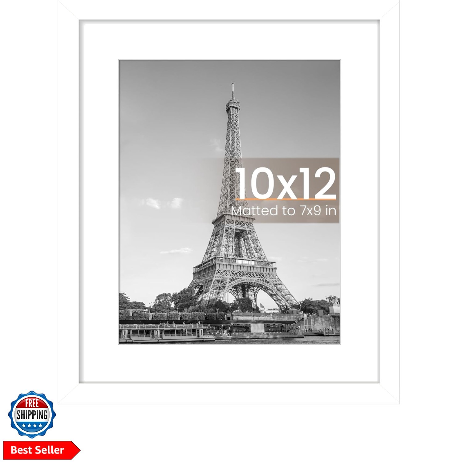 10×12 Picture Frame, Display Pictures 7×9 with Mat or 10 x 12 Without, Wall H…