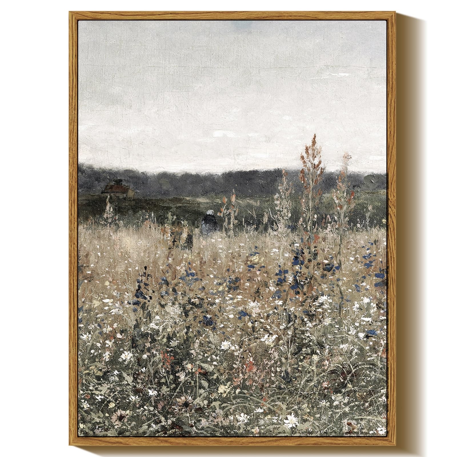 Framed Canvas Prints Art Vintage Decor, Wildflower Field Meadow with Flowers …