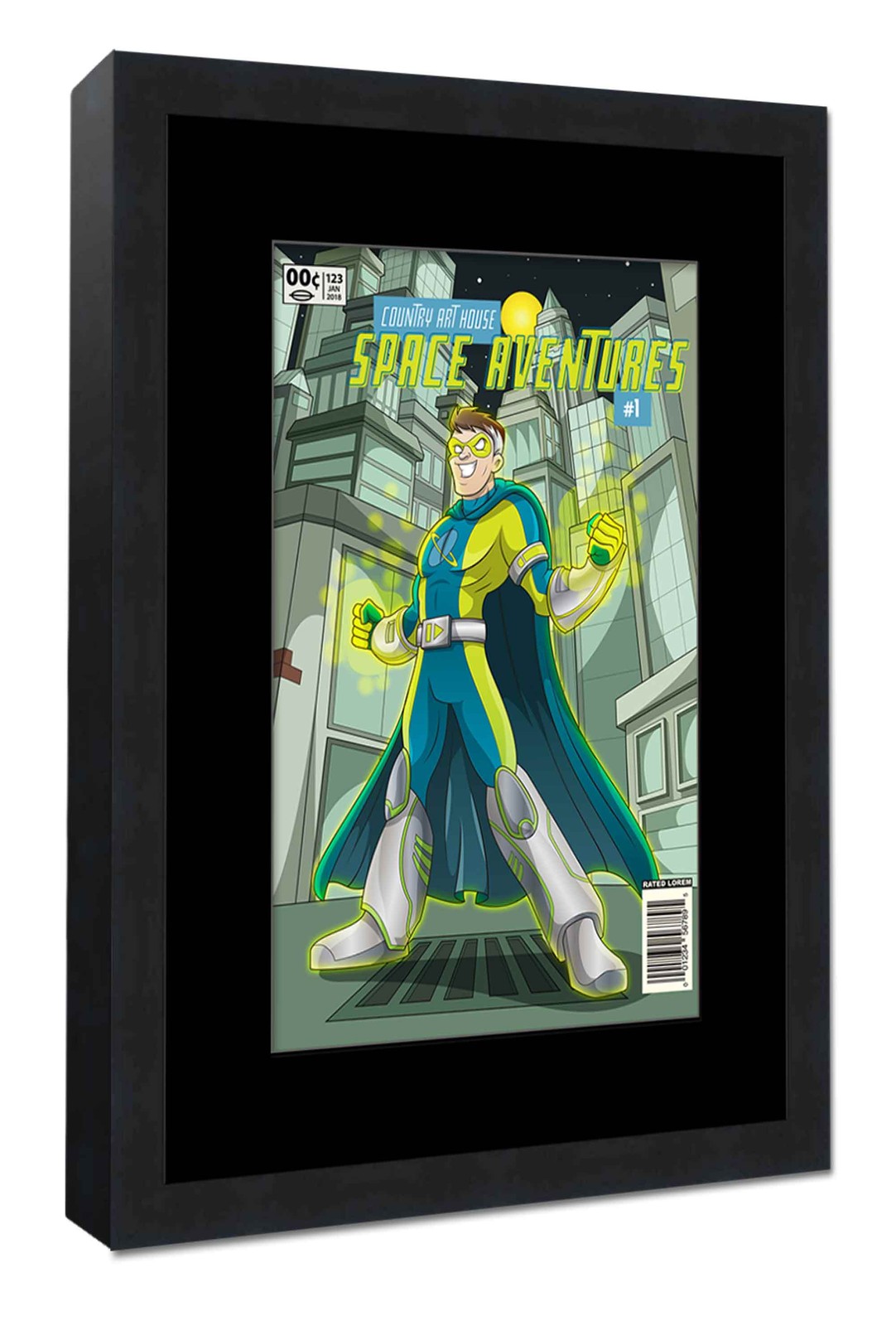 Black Comic Book Frame With Black Mat For 1 Current Era Comic Book
