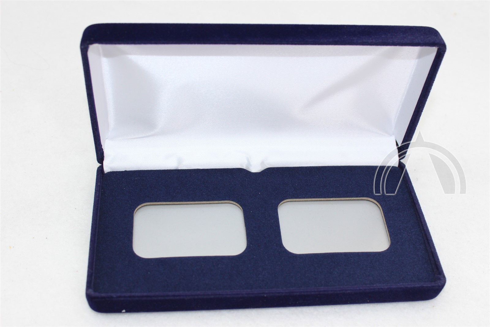 BLUE VELVET BOX for 2 1oz Silver Bars in Airtite Capsule Holders HORIZONTAL