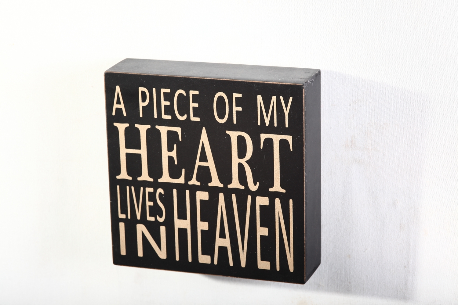 Black A Piece Of My Heart Lives in Heaven Wood Box Sign 5.75&Prime;