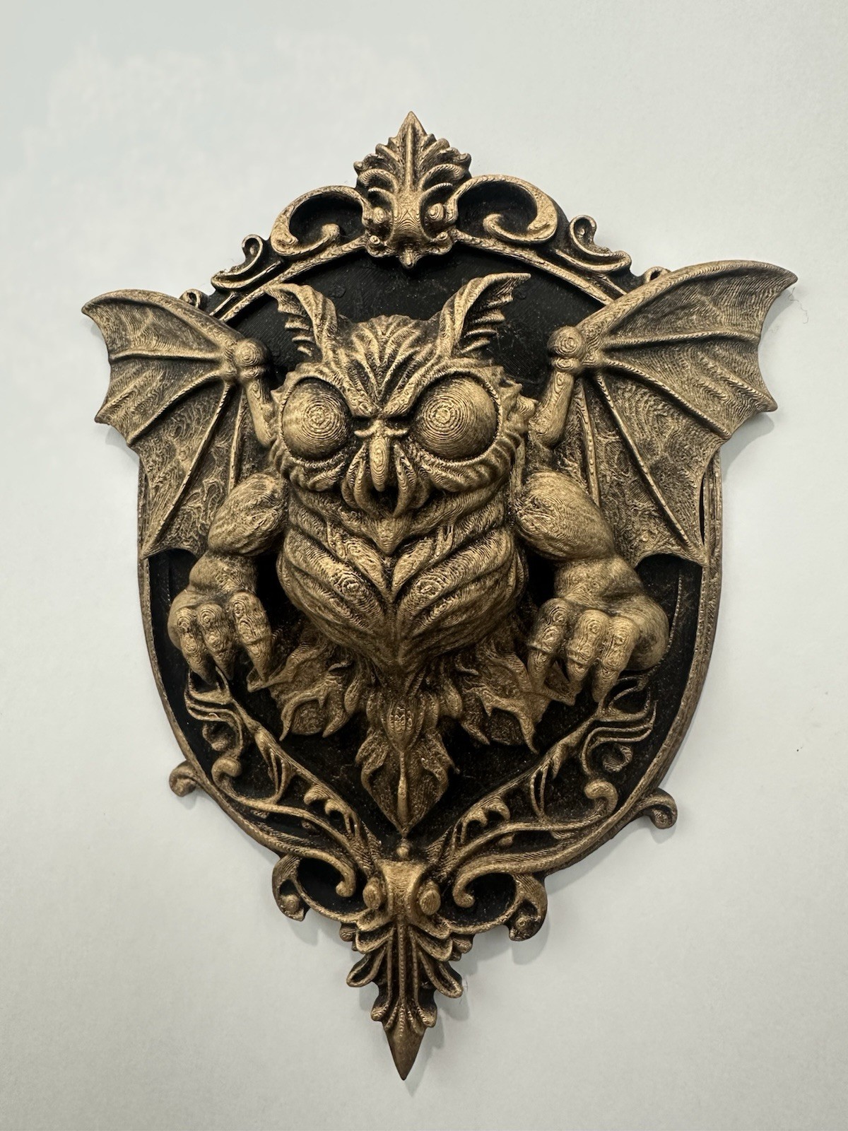 Gothic Mothman Wall Plaque Cryptid Sculpture Dark Fantasy Wall Home Decor 9x7x2”