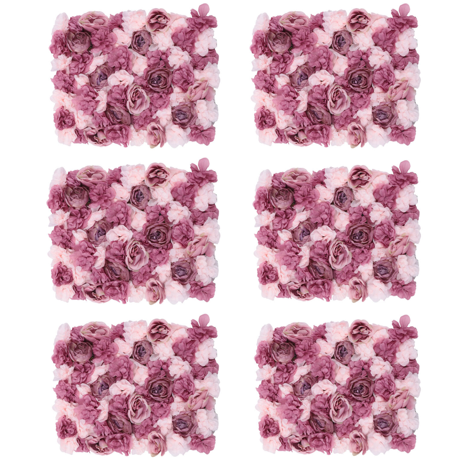 6Pcs Elegant Artificial Fake Rose Silk Pink+ Mauve Flower Indoor Warm Decor Gift