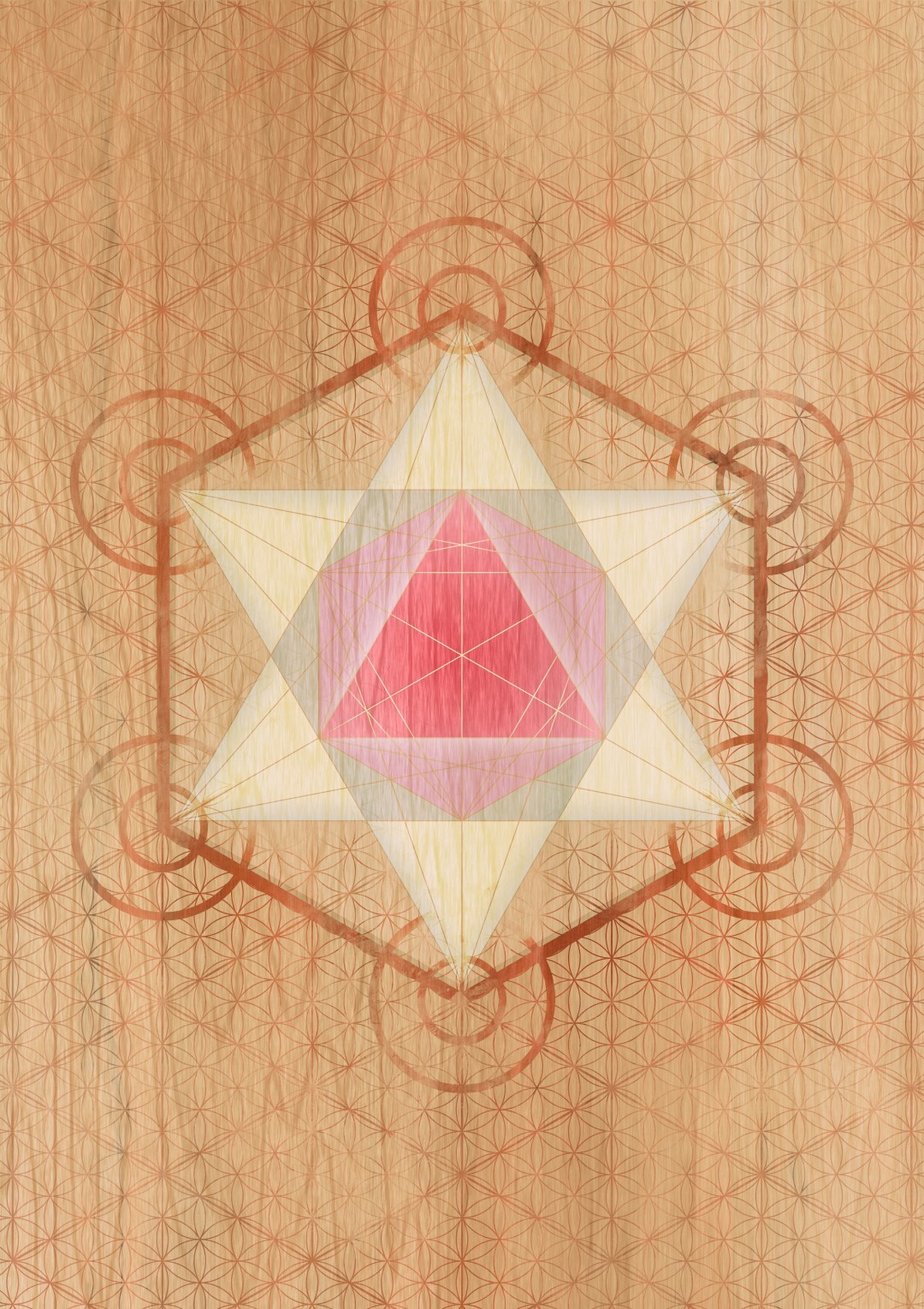 A2 SIZE METATRONS CUBE WOOD SERIES POSTER SACRED GEOMETRY ARTWORK ORIGINAL PRINT