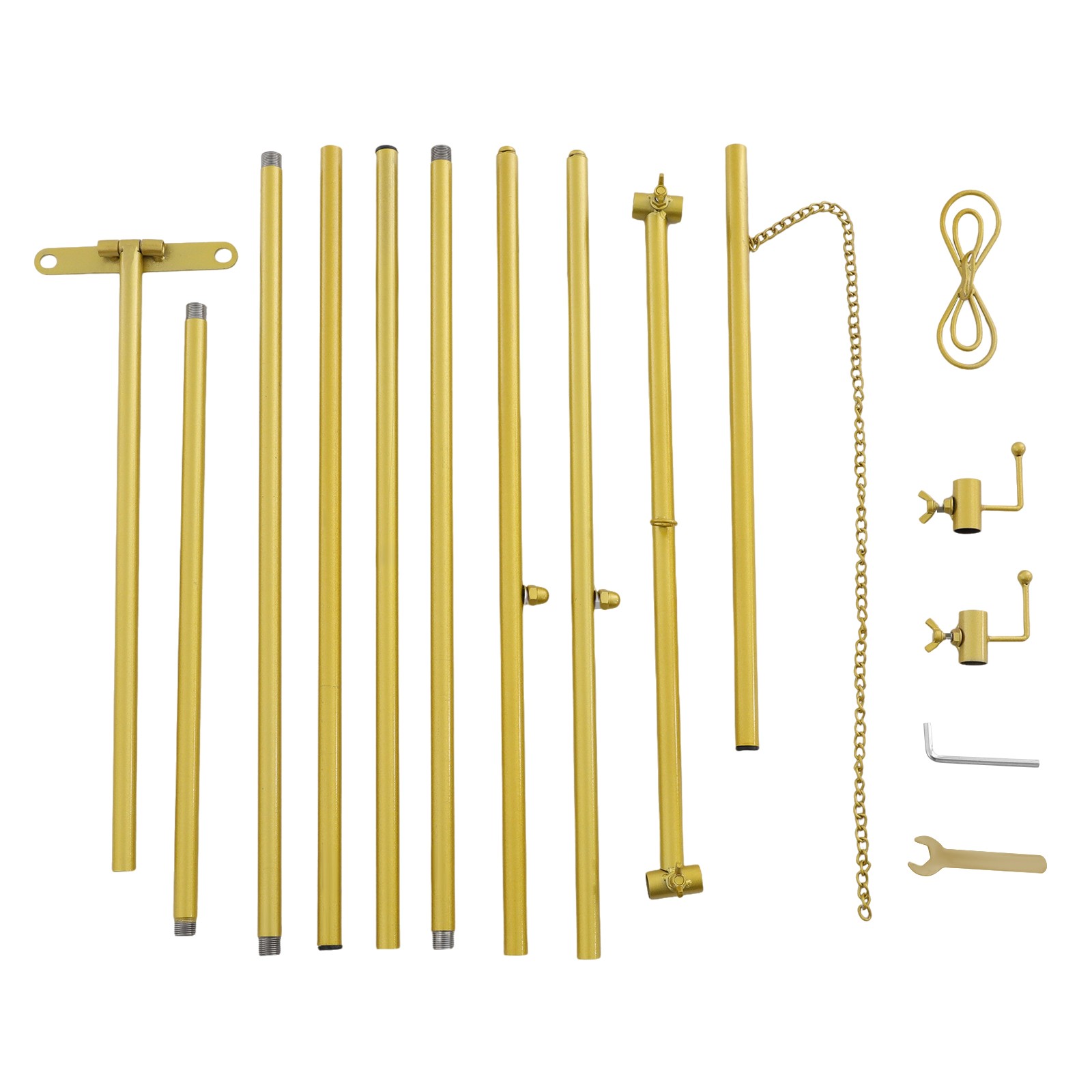 Gold Steel Triangular Floor Easel Stand 1.65m Adjustable Chain 60cm