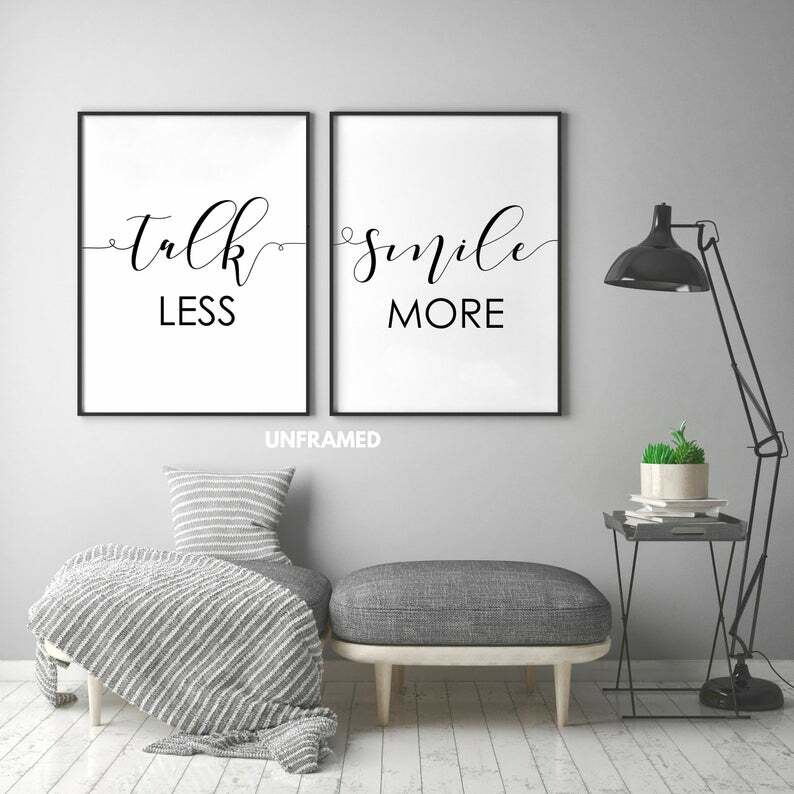 Talk Less, Smile More, Hamilton the Musical, Set of 2 Prints, Minimalist Art