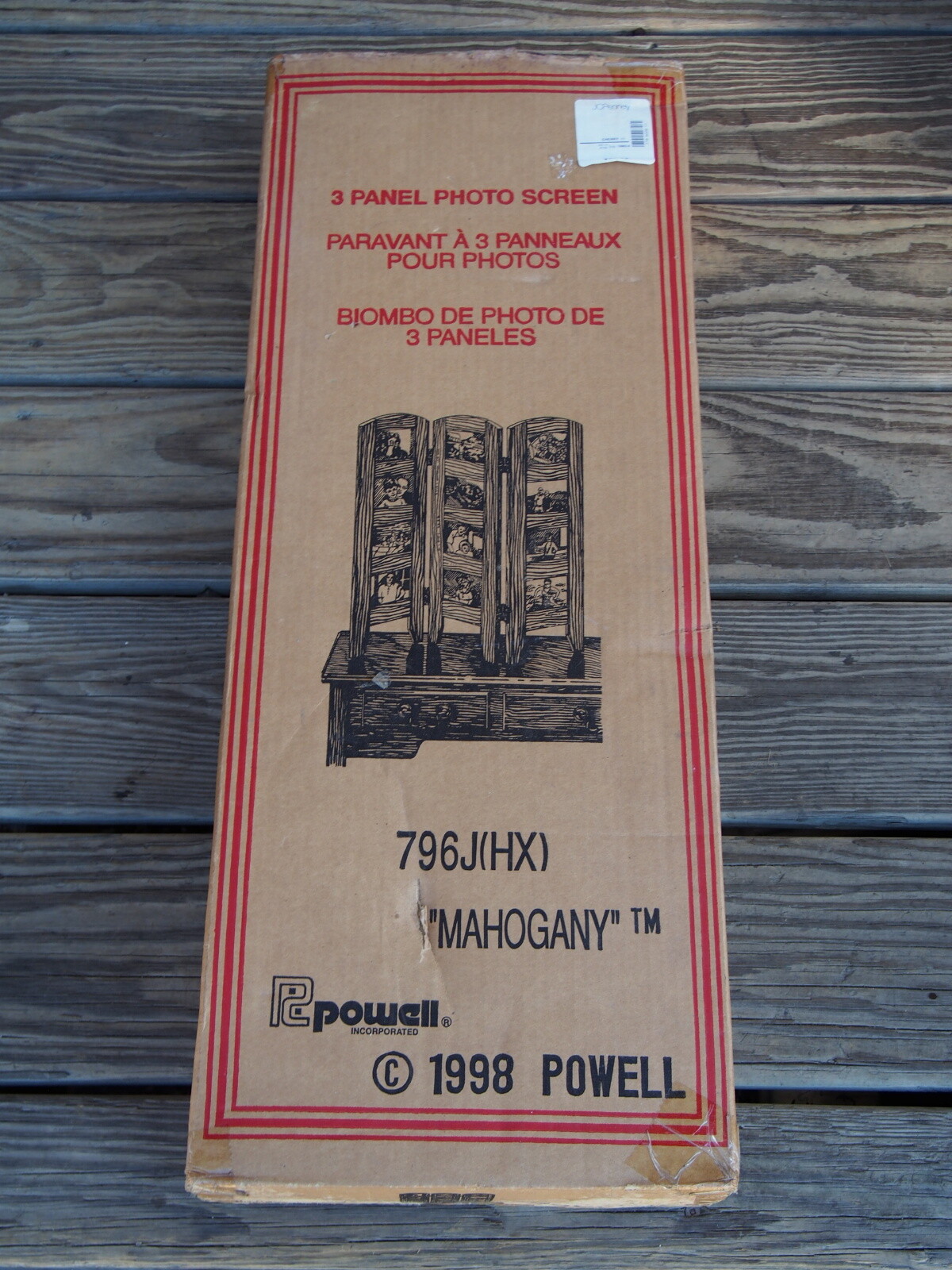 NOS 1998 Wood 3 Panel Folding Photo Screen for Tabletop Picture Display in box