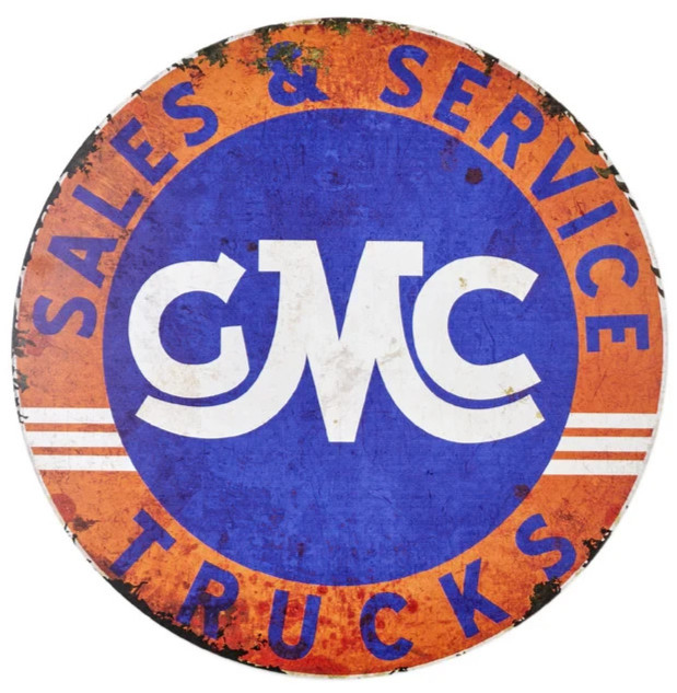 GMC Trucks 30&Prime; Round Metal Sign Vintage Inspired Garage Man Cave Wall Decor