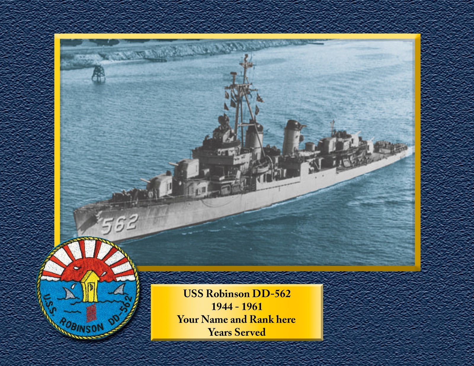USS ROBINSON DD562 Custom Personalized Print of US Navy Gift Idea