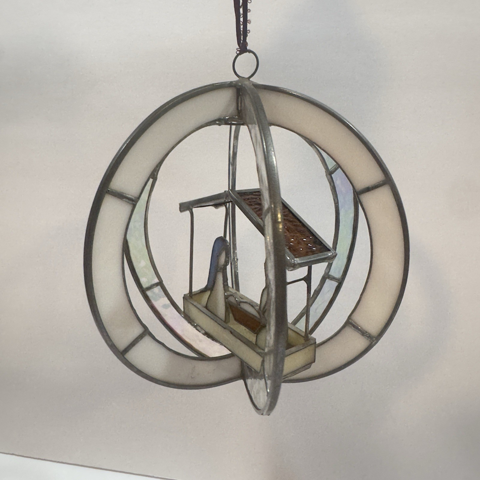 Stained Glass Nativity Circle 3D Suncatcher 7” Round Handmade Hanging Jesus Mary