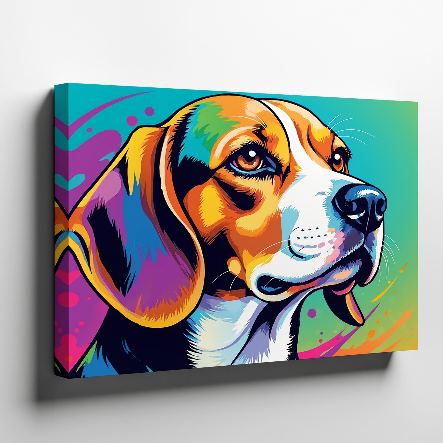 Colorful Beagle Dog Canvas Wall Art Modern Pop Art Animal Painting Decor Print