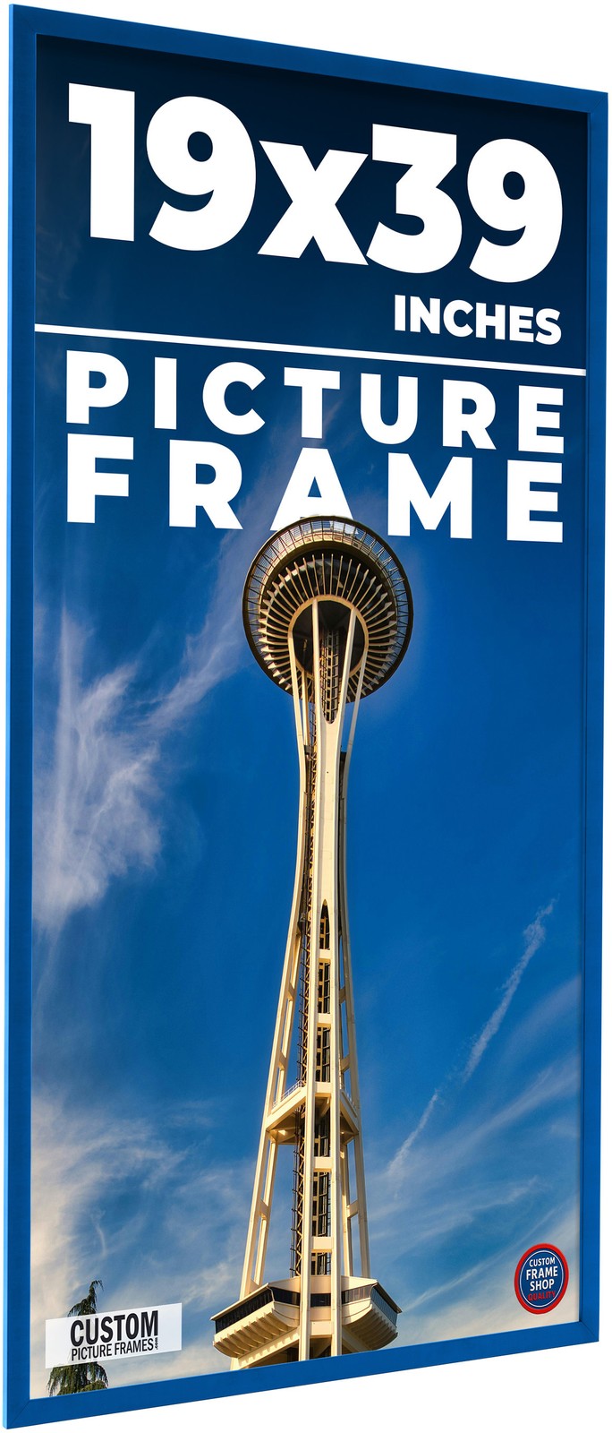 19×39 Frame Blue Solid Wood Picture Frame Width 0.75 Inches | Interior Frame Dep