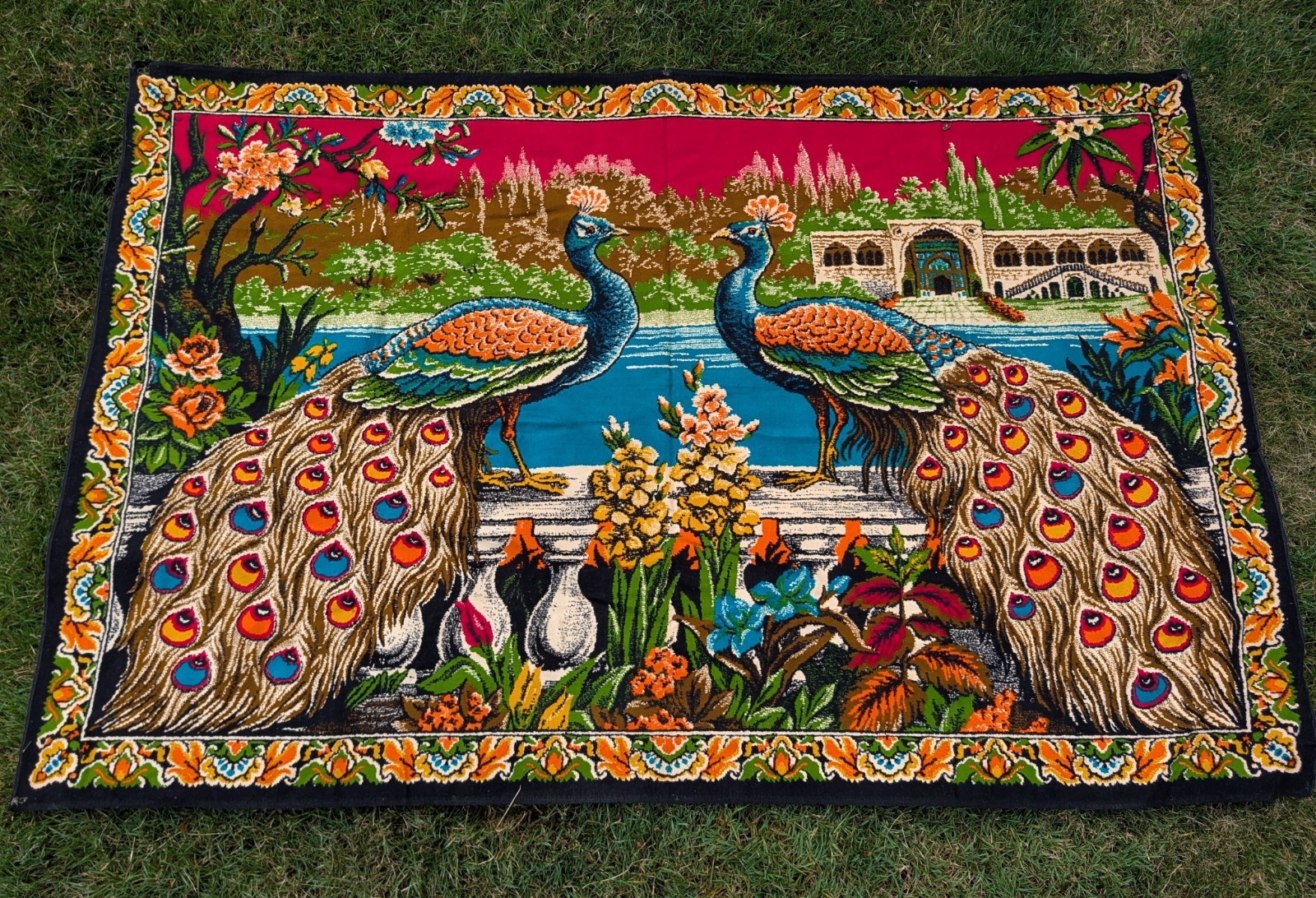 Vintage Velvet Peacock Tapestry 40×60 Made in Turkey 100% Cotton