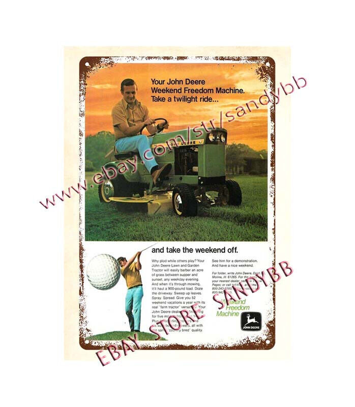 wall decor accessories 1971 Lawn and Garden Tractor Mower Golfing metal tin sign
