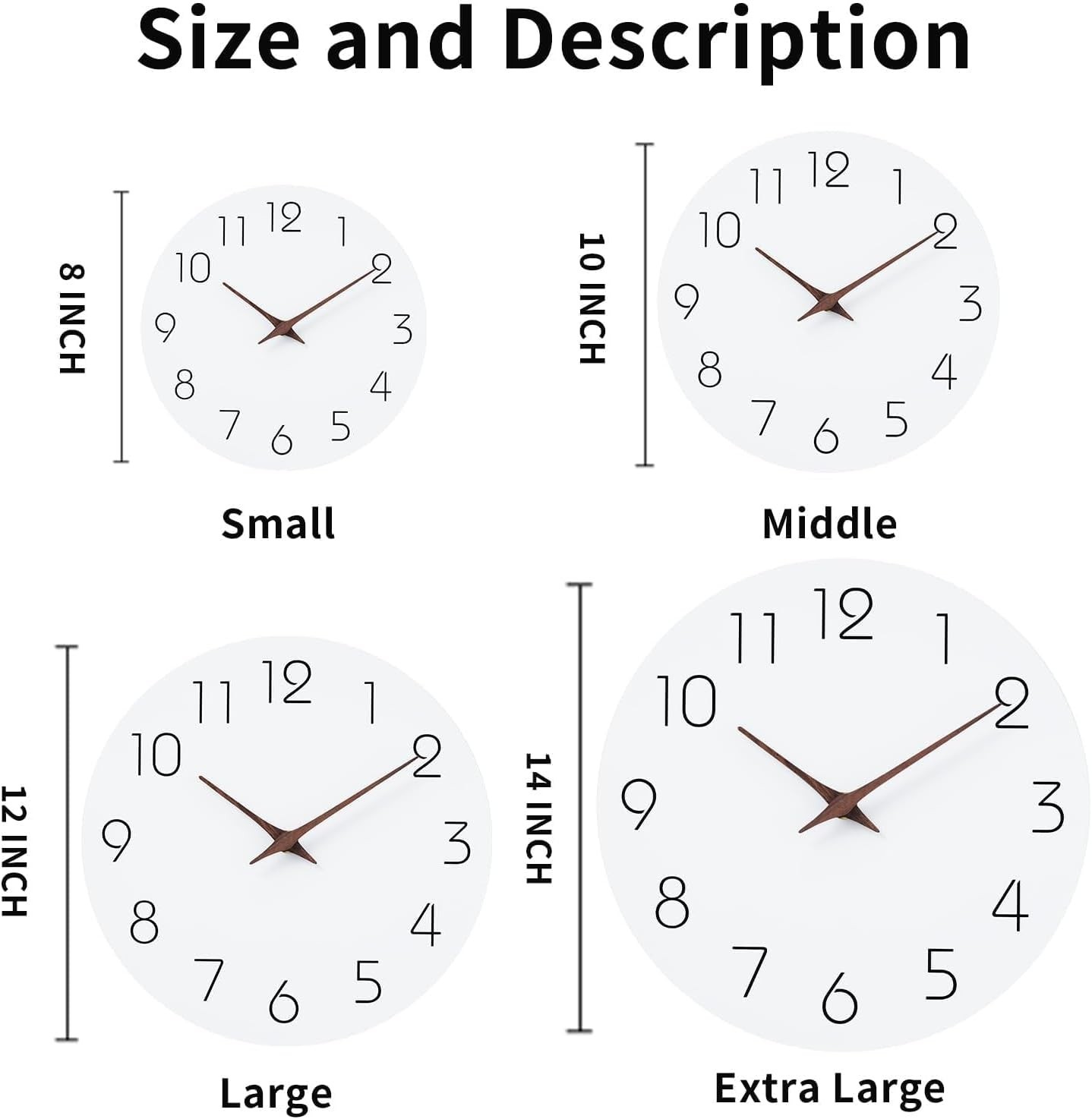 12-Inch Silent Wall Clock – Modern Battery Operated Wooden Design for Any Room