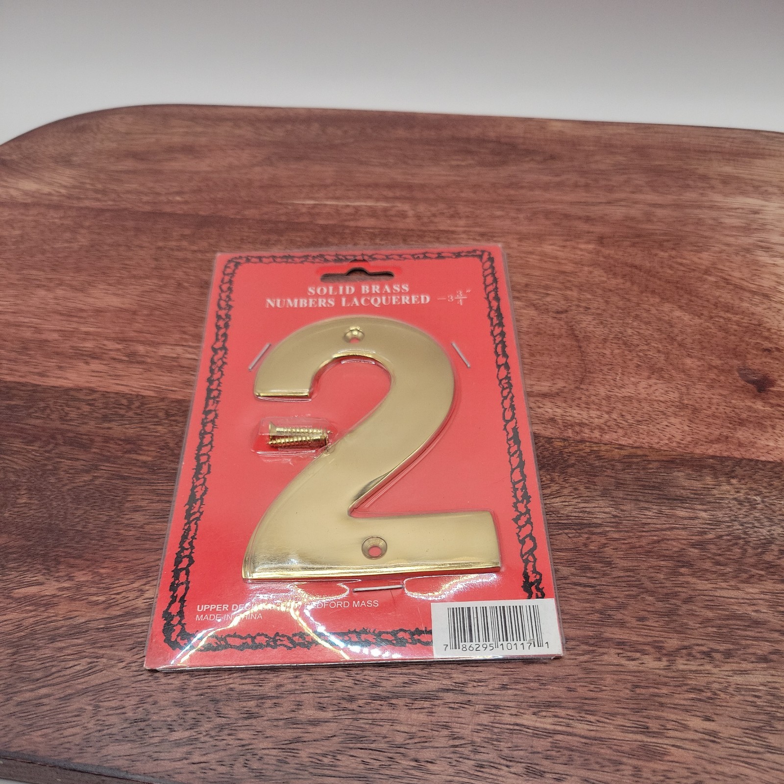 Vtg 3 3/4 inch Handcrafted Upper Deck Solid Brass House Number « 2 » Sealed