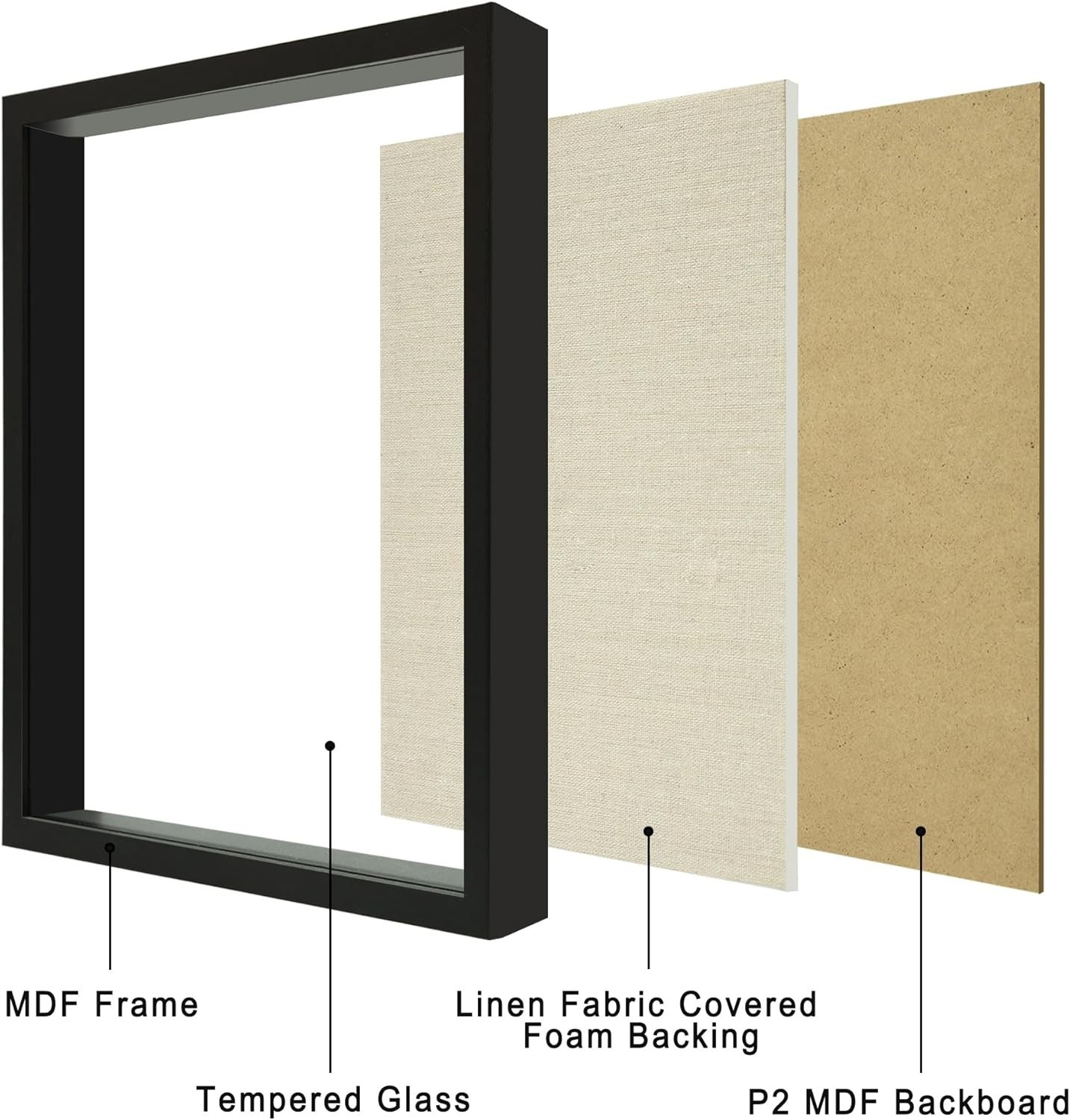 Elegant 12×16 Black Wooden Shadow Box Frame with Tempered Glass for Wall Display