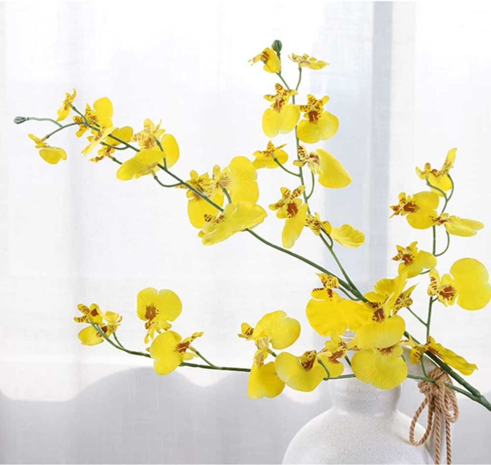 Artificial 39in Orchids Flowers 12PCs Silk Dancing Lady Orchids Yellow