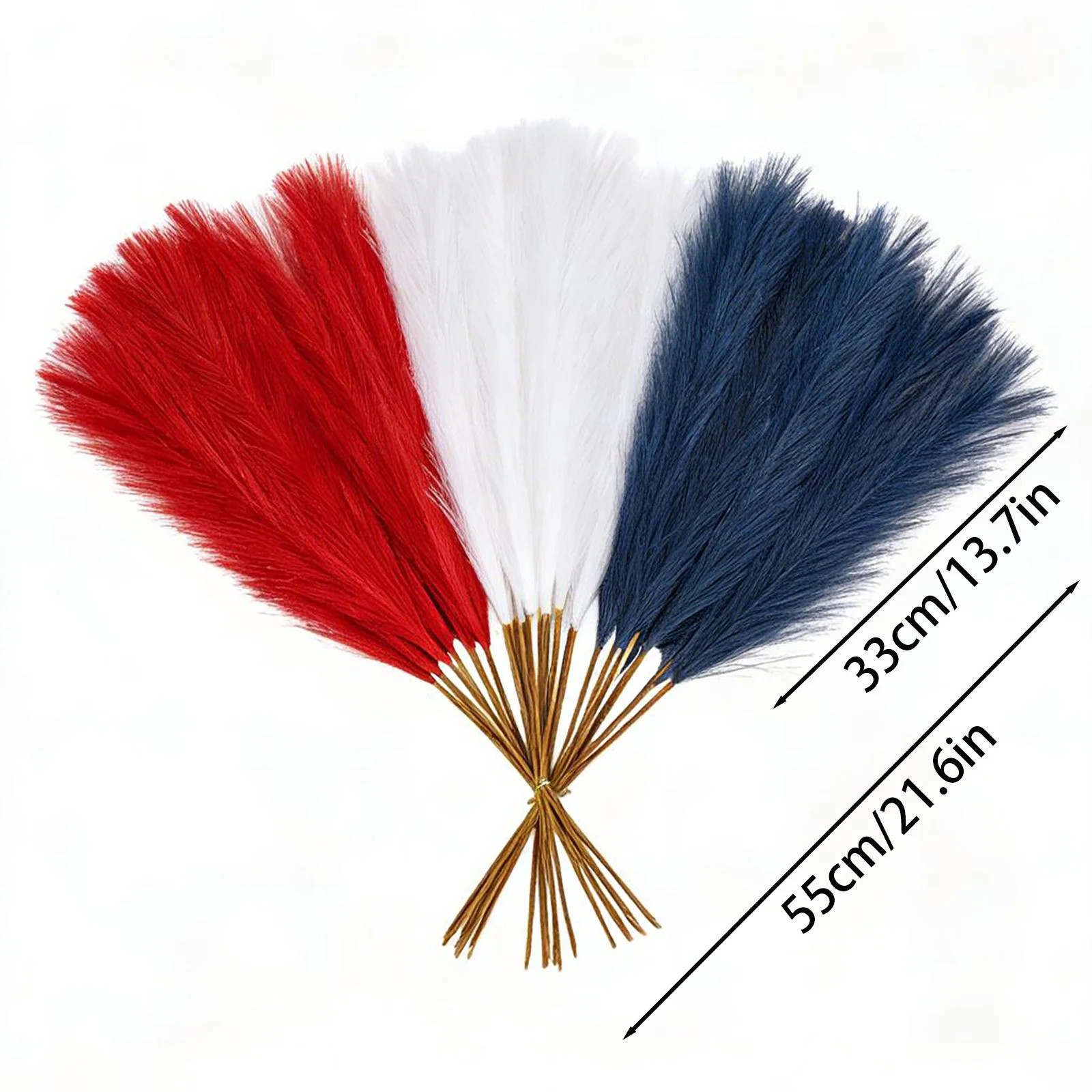 15PCS Patriotic Pampas Grass Red White Blue 4th July Vase Home Decor