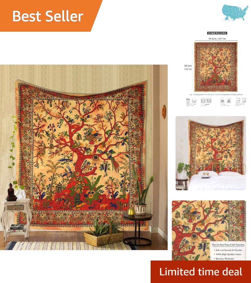 Multipurpose 60×54 Inch Tree of Life Tapestry – Ideal for Wall or Picnic Use