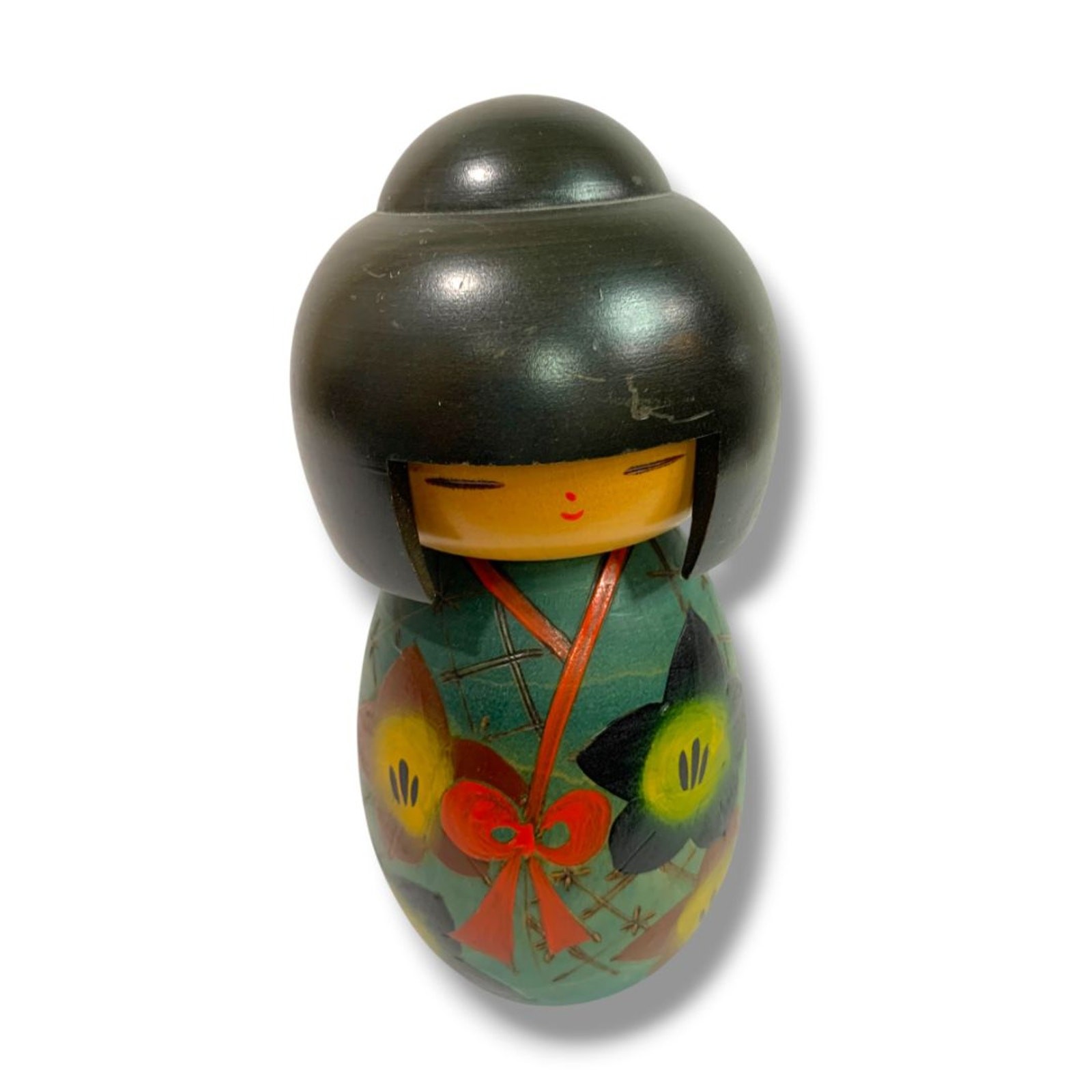 Japanese Kokeshi Doll Wooden Figurine Bell Flower 6.2&Prime;