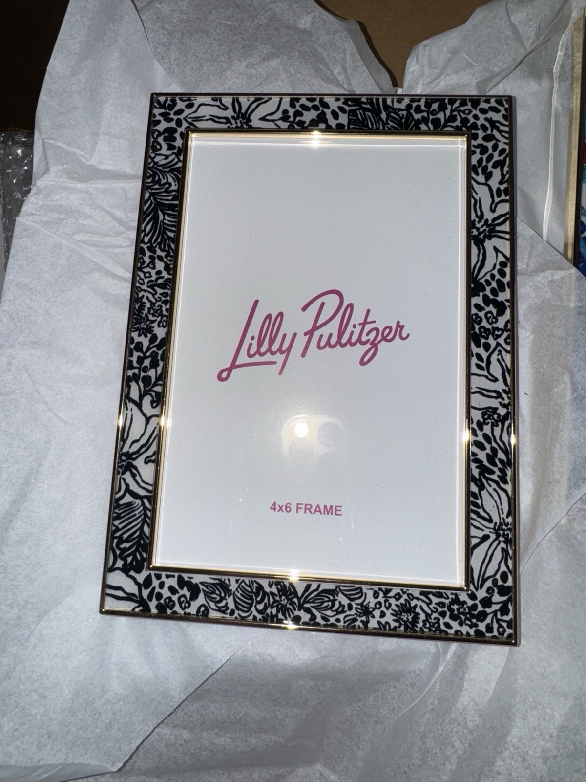 Lot of 2 New Lilly Pulitzer Picture Frames 4×6 Photo Onyx black white and Pink