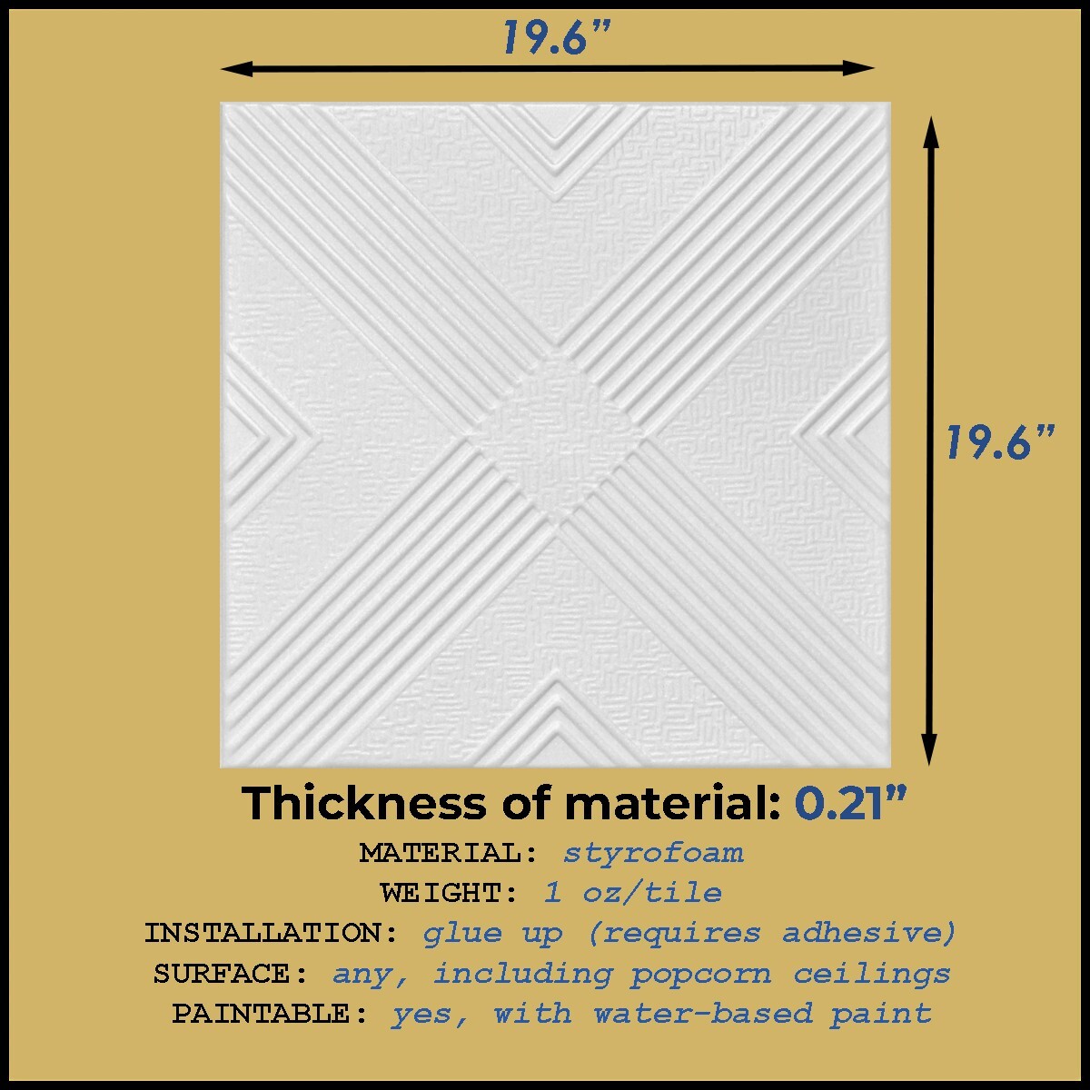 Glue Up Ceiling Tiles Easy Installation R34W White Bundle of 8pcs SUPER SALE!!