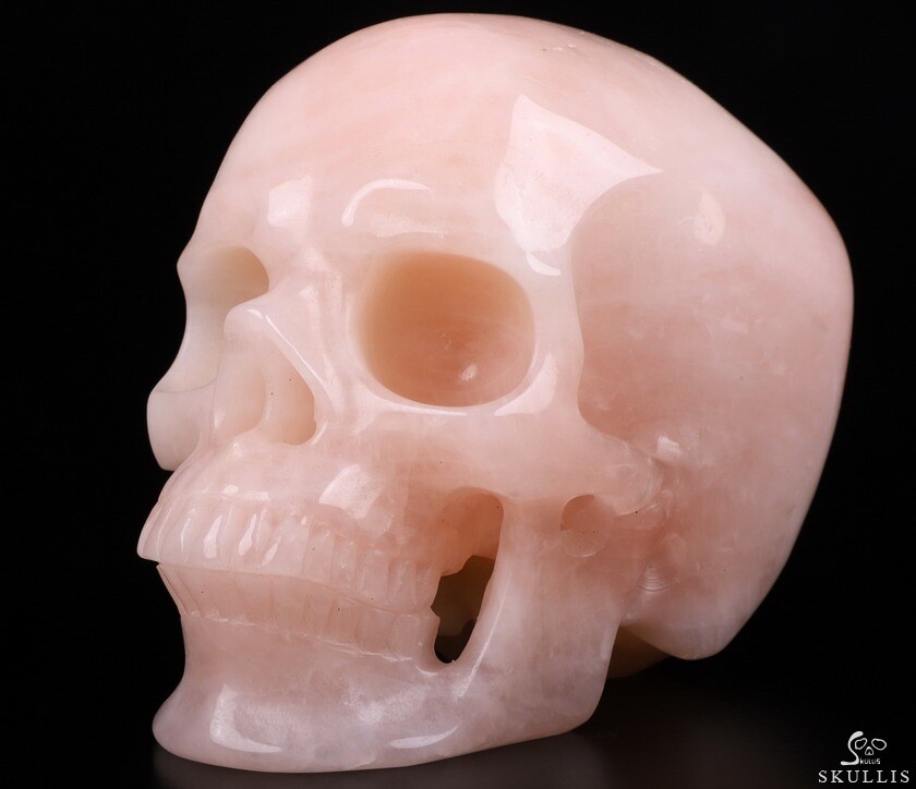 5.0&Prime; Rose Quartz Carved Crystal Skull,Super Realistic, Crystal Healing