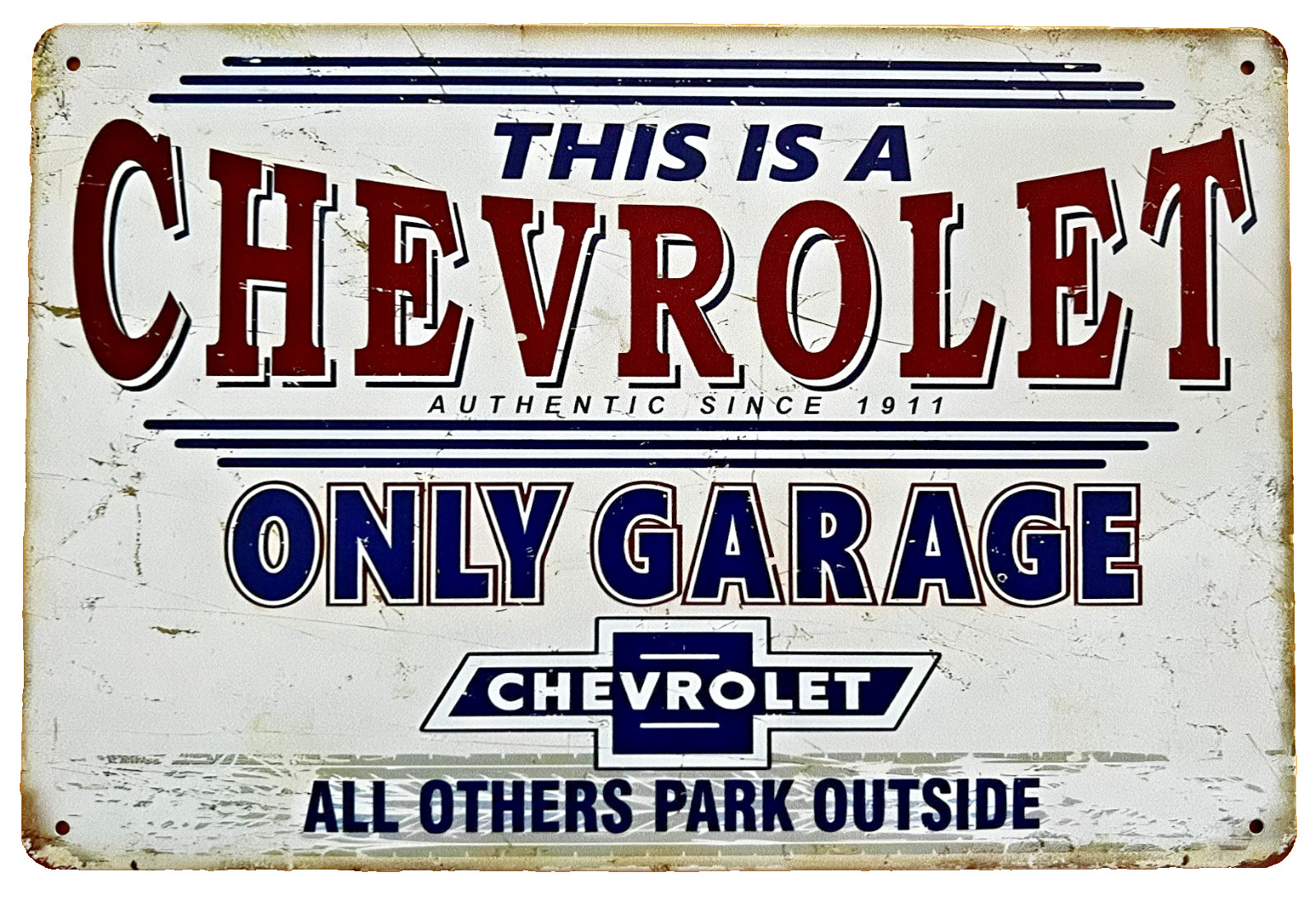 Chevy Chevrolet Garage Tin Sign (Camaro Corvette Bel Air Impala Bow Tie) W103