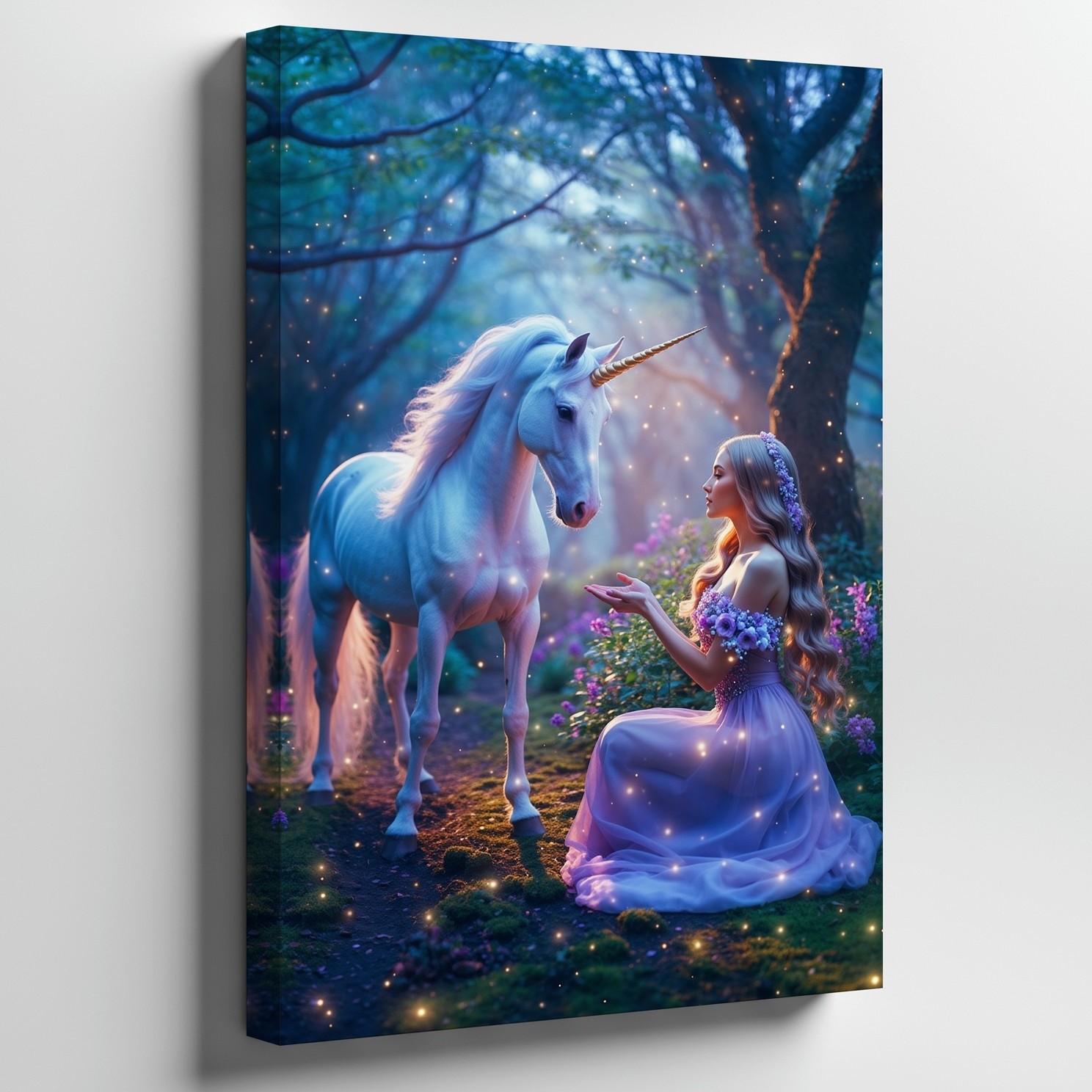 Serene Fantasy Scene Set In An Enchanted Forest, Featuring A Majestic Wall Art