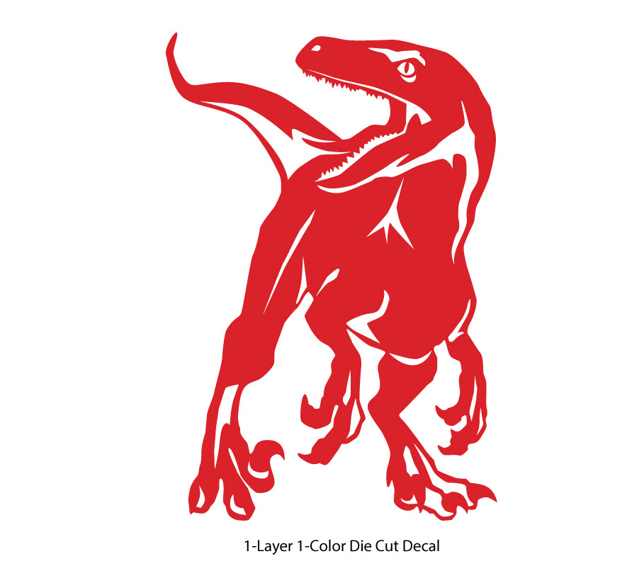 Dinosaur – Roaring Velociraptor #1 – Jurassic Period – 4-21&Prime; wide – DieCut Decal
