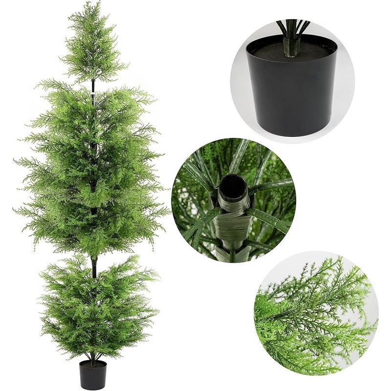 Artificial Cedar Topiary Tree 72in Faux Indoor Outdoor Easy Care Plant New