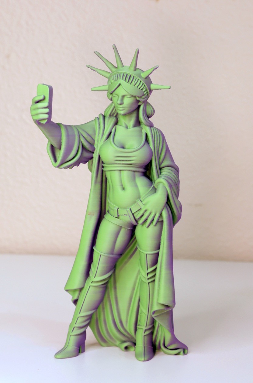 Statue of Liberty Selfie 3D Printed 10.6&Prime; (27cm) Purple Green Fusion Decor Art